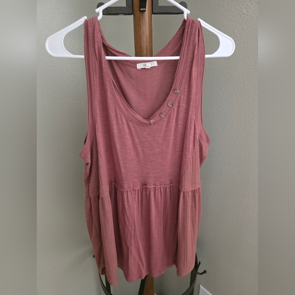 Maurices Pink Relaxed Buttoned Tank Top